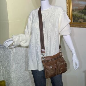 Roots Village Leather Cross Body Bag